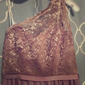 Short One Shoulder Metallic Lace Dress